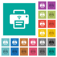 Poster - Wireless printer square flat multi colored icons