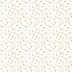 Canvas Print - Confetti Stars Seamless Pattern - Tiny orange confetti stars scattered over white background