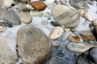 Rounded stones on the river Bank