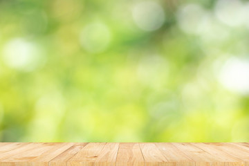 table display product and natural green  blurlight background