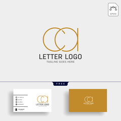 letter ac, ca gold creative logo template with business card