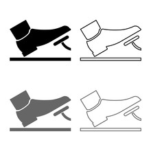 Foot Pushing The Pedal Gas Pedal Brake Pedal Auto Service Concept Icon Set Grey Black Color Illustration Outline Flat Style Simple Image