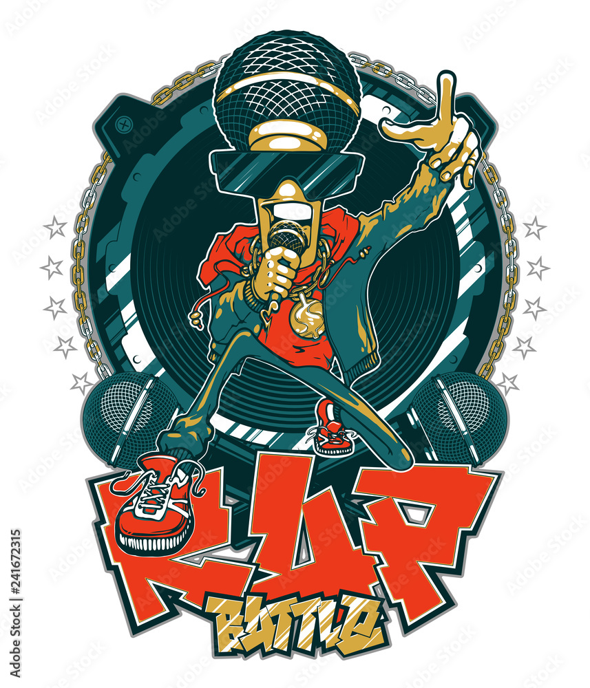 Emblem rap battle. Vector logo, badge, sticker Hip Hop and Rap music Stock  Vector | Adobe Stock, image size:857x1000