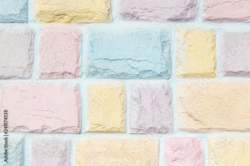 Colorful Pastel Brick Wall Texture Background Pink Yellow Orange Purple And Blue Stock Photo Adobe Stock