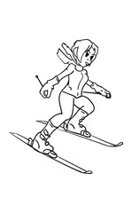 Sticker - Young woman skiing