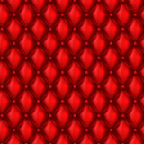 Fototapeta Sypialnia - Vector 3d realistic upholstery seamless pattern, abstract geometric background. Wallpaper with red leather texture, decorative ornament with rhombus tiles for sofa or cushion. Template for your design