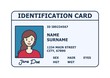 Person identification badge. Id plastic card with personal data and photo. Flat style isolated. Vector illustration.