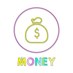 Aufkleber - money web linear icon template with sack of coins