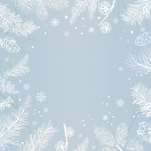 Blue Background With Winter Decoration Vector