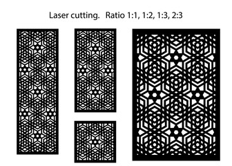 Set of decorative vector panels for laser cutting. Template for interior partition in arabesque style. Aspect ratio 1:1,1:2,1:3,2:3 