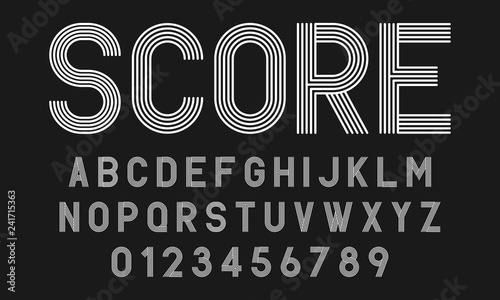 Fotografía Set of alphabets fonts letters and numbers modern abstract design with lines vec