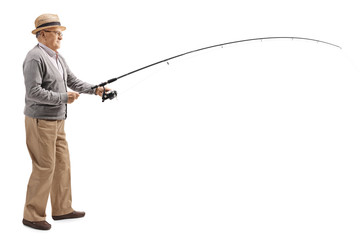 Poster - Mature man with a fishing rod