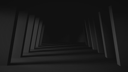 Dark tunnel with light background 3d illustration