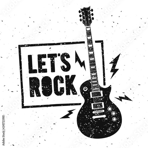 Cuadros en Lienzo Vector Illustration Lets Rock Music Print Graphic Design with Guitar