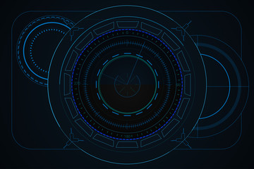 Wall Mural - digital blue vector radar with targets on monitor in searching. futuristic interface hud design. mil
