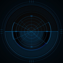 Wall Mural - digital blue vector radar with targets on monitor in searching. futuristic interface hud design. mil