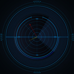 Wall Mural - digital blue vector radar with targets on monitor in searching. futuristic interface hud design. mil