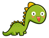 Fototapeta Dinusie - Funny and cute green dinosaurs laughing - vector