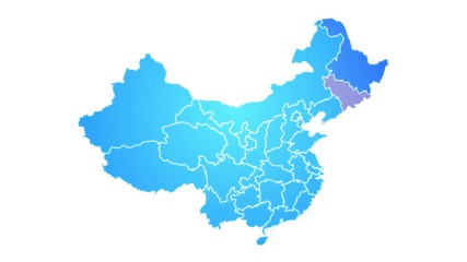 Wall Mural - china map showing up intro by regions/ 4k animated china map intro background with countries appeari