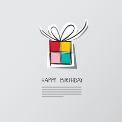 Wall Mural - Birthday Card with Paper Gift Box Vector Design