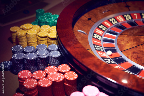 фотография Gambling roulette with chips in the casino