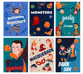 Poster - Flat Halloween Cards Collection