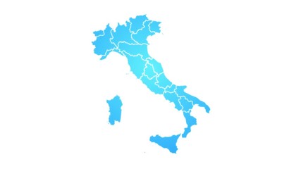 Wall Mural - italy map showing up intro with new regions/ 4k animated italy map intro background with new adminis