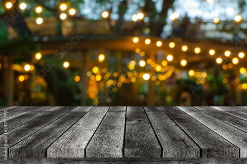 Cuadros en Lienzo empty wooden board, table or modern wooden terrace with abstract night light bok