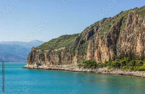 Fotografía Mountain rock cape on sea lagoon tropic Mediterranean scenic landscape