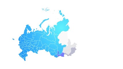Wall Mural - russia map intro by regions/ 4k animated russia map intro background with countries appearing and fa