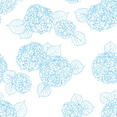 Wall Mural - Vector floral pattern with Hortensia flower. Seamless vector pattern in spring color.