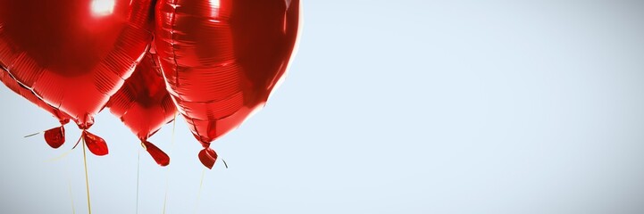 Poster - Composite image of red heart shape balloons