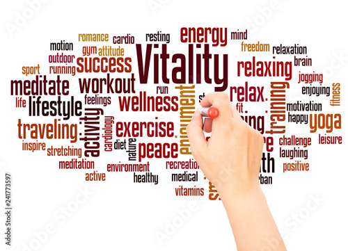 Fotografia Vitality word cloud hand writing concept