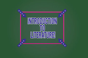 Aufkleber - Conceptual hand writing showing Introduction To Literature. Business photo showcasing Collegepreparatory composition course Square Outline with Corner Arrows Point on Color Background