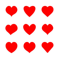 Aufkleber - Vector red hearts icons set. Simple symbols for your design.