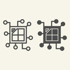 Poster - cpu chip line and glyph icon. processor vector illustration isolated on white. microchip outline sty