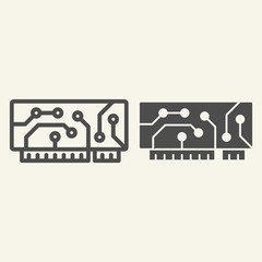 Poster - microchip line and glyph icon. circuit vector illustration isolated on white. motherboard outline st