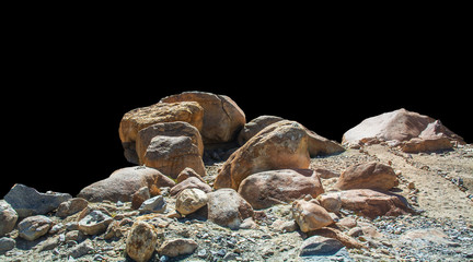 Wall Mural - rock isolated on black background