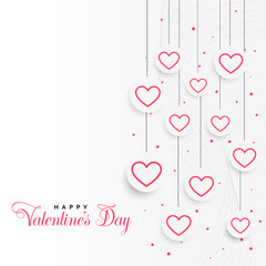 valentines day background with hanging hearts