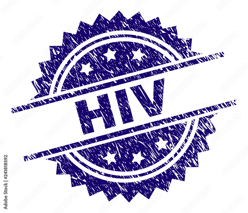 HIV stamp seal watermark with distress style. Blue vector rubber print ...