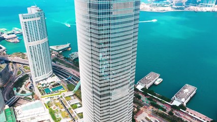 Poster - Hong Kong Central district aerial  with cinematic color graded  