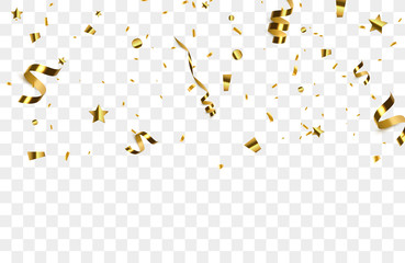 Poster - Golden confetti isolated on background. 