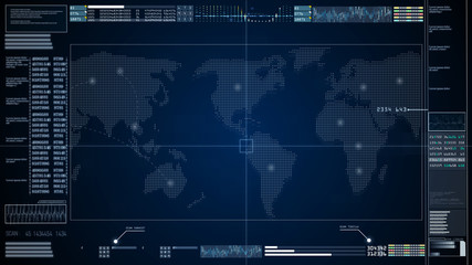 Poster - Technology communication and connection with Futuristic user interface head up display. Earth element furnished by Nasa
