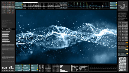 Poster - Technology communication and connection with Futuristic user interface head up display. Earth element furnished by Nasa