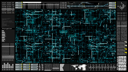 Poster - Hi-Tech digital technology communication and connection with Futuristic user interface head up display. Earth element furnished by Nasa