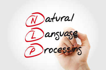 Poster - NLP - Natural Language Processing acronym with marker, concept background