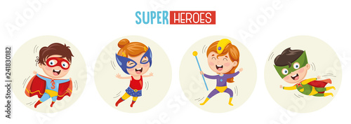 Cuadros en Lienzo Vector Illustration Of Superheroes