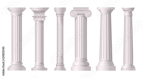 Fotomural Antique White Columns Realistic Icon Set