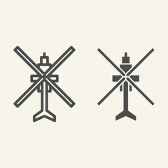 Poster - Helicopter top view line and glyph icon. Aviation vector illustration isolated on white. Chopper outline style design, designed for web and app. Eps 10.