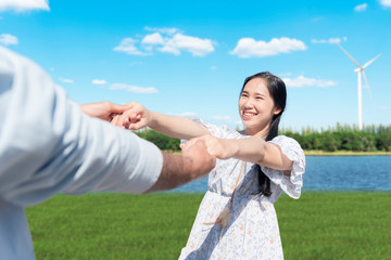 Romantic Young Couple in Love Outdoors.